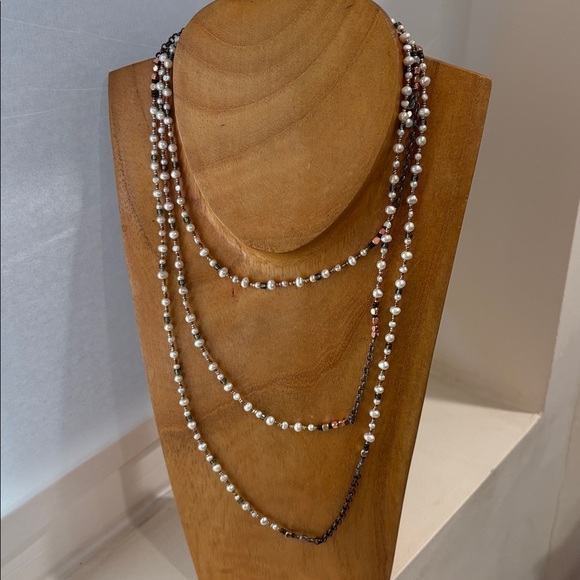 Silpada Freshwater Pearl + Mixed Metal 60” Layering Necklace